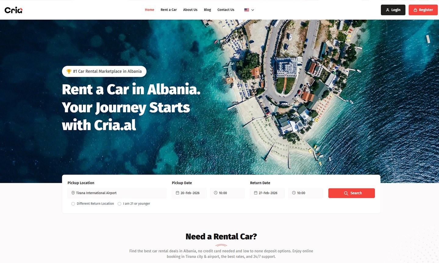 Cria.al - Një urë lidhëse mes turistëve dhe kompanive lokale të makinave me qira